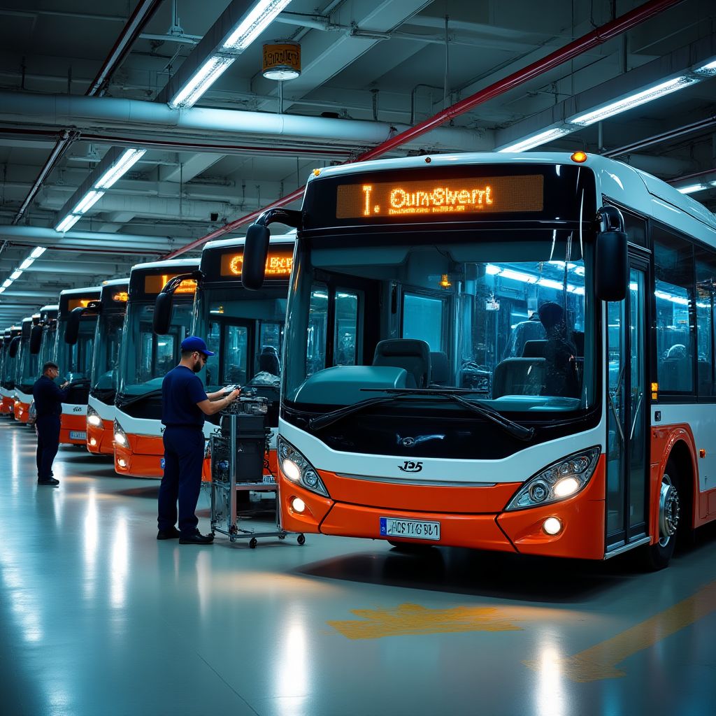 Autobuses de transporte de pasajeros en terminal